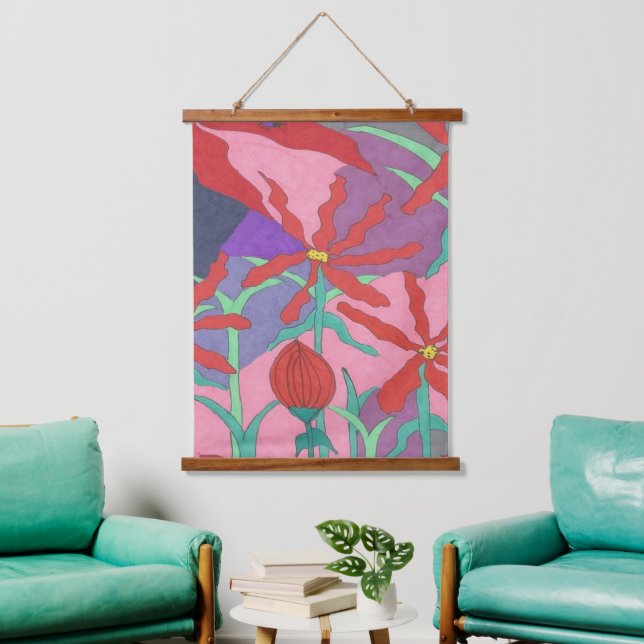 Sommergärten nachts wandteppich mit holzrahmen (Wohnzimmer)