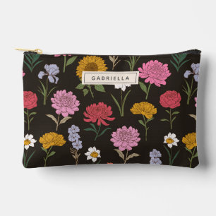 Sommergarten Schwarze Florale Brautjungfer Persona Zubehörtasche