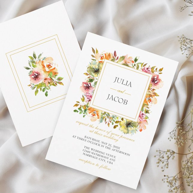 Sommergarten Wasserfarbenflora Hochzeit Einladung (Summer Garden Watercolor Floral Wedding Invitation)
