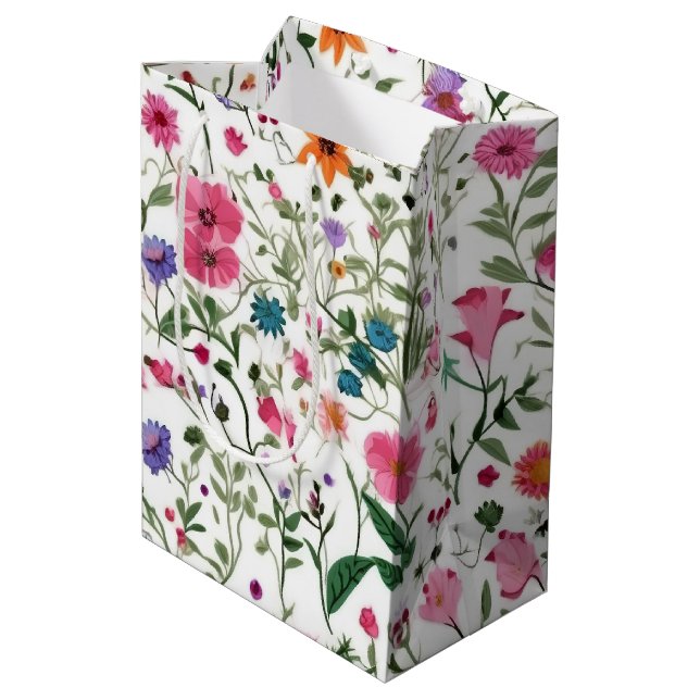 Sommergarten Wildblume Mittlere Geschenktüte (Rückseite Schrägansicht)
