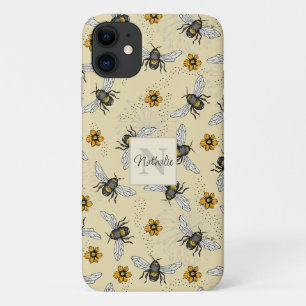 Sommergelbe Bienenflora-Muster Case-Mate iPhone Hülle