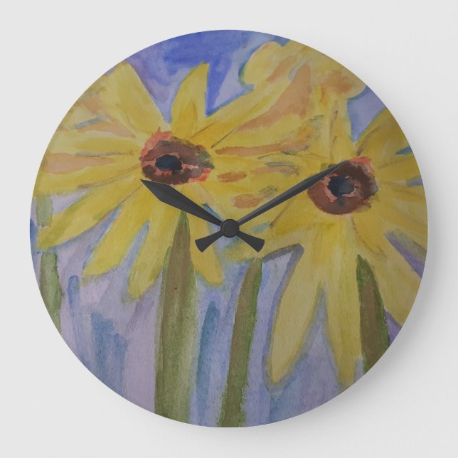 Sommergelbe Sonnenblume Uhr (Vorderseite)