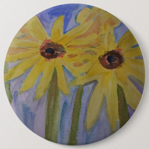 Sommergelbe Sonnenblumen Abzeichen Button