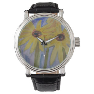 Sommergelbe Sonnenblumen Armbanduhr