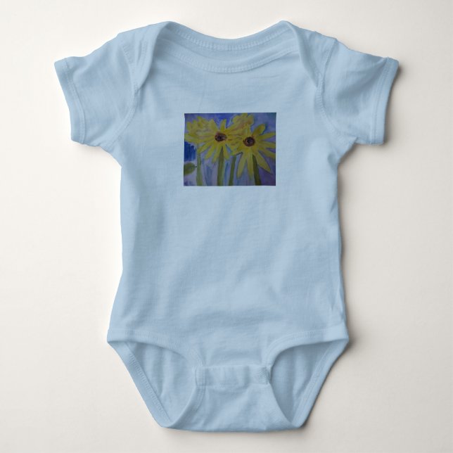 Sommergelbe Sonnenblumen Baby Strampler (Vorderseite)