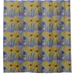 Sommergelbe Sonnenblumen Duschvorhang