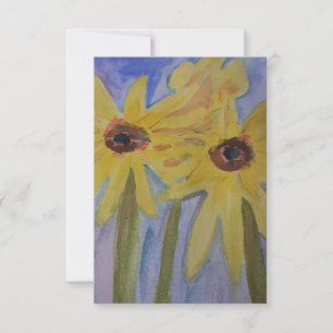 Sommergelbe Sonnenblumen-Flachkarte Karte