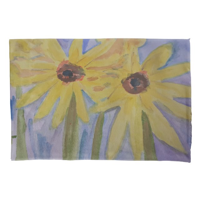 Sommergelbe Sonnenblumen Kissenbezug (Vorderseite)