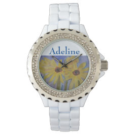 Sommergelbe Sonnenblumen Personalisiert Armbanduhr