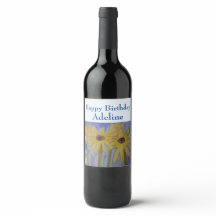 Sommergelbe Sonnenblumen Personalisiertes Weinetik