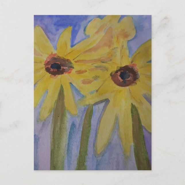 Sommergelbe Sonnenblumen Postkarte (Vorderseite)