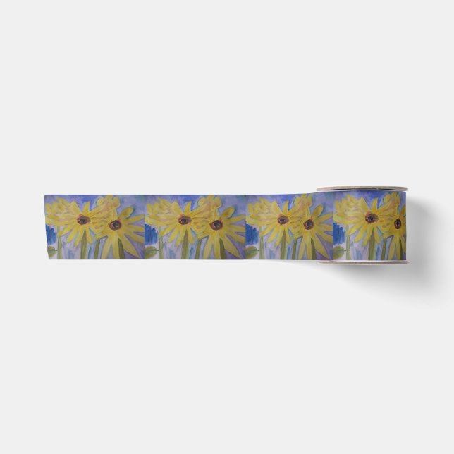 Sommergelbe Sonnenblumen Satinband (Vorderseite)