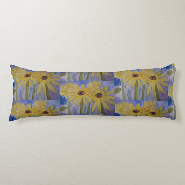 Sommergelbe Sonnenblumen Seitenschläferkissen (Vorderseite)