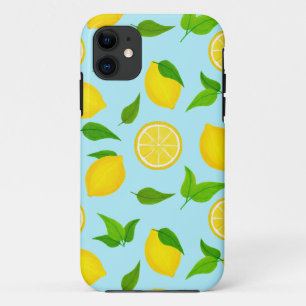 Sommergelbe Zitronen mit weichblauem Muster Case-Mate iPhone Hülle