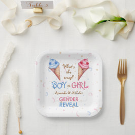 Sommergeschlecht offenbart Eiscreme Pink Blue Pappteller