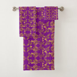 Sommergoldener Glitzer Fallende Blume Muster Badhandtuch Set