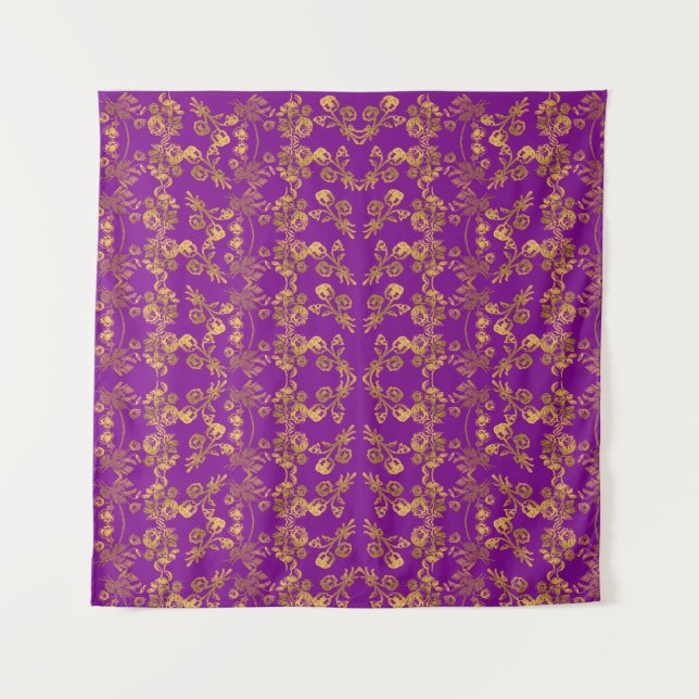 Sommergoldener Glitzer Fallende Blume Muster Wandteppich (Vorderseite)