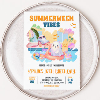 SommerHalloween Pool Geburtstag Einladung