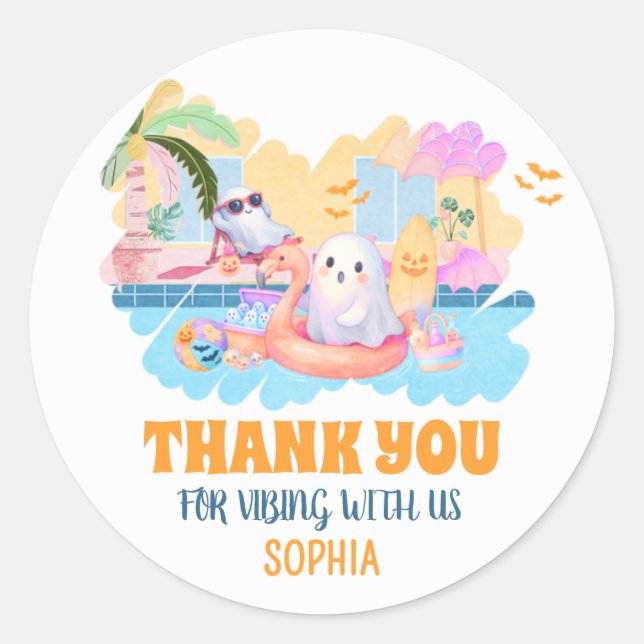 SommerHalloween Pool Geburtstag Runder Aufkleber (Vorderseite)