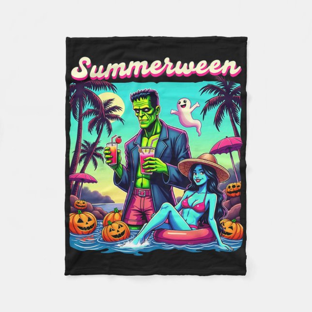 SommerHalloween Zombie Frankenstein Bo Fleecedecke (Vorderseite)