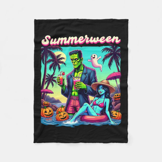 SommerHalloween Zombie Frankenstein Bo Fleecedecke (Vorderseite)