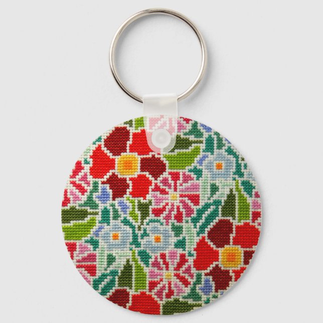 Sommerhandbestickte Rundschmuck von Erinnerungen Schlüsselanhänger (Vorderseite)