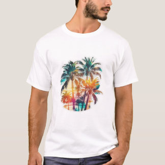 Sommerhäuser mit Palmen am Strand T-Shirt