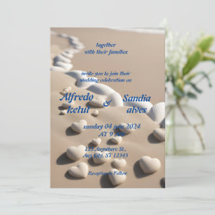 Sommerherzen Strand Ozean blau Hochzeit Einladung