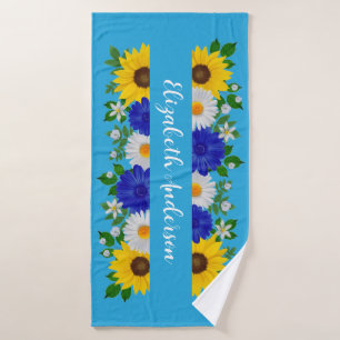 Sommerhimmel Blau Blumen Badehandtuch