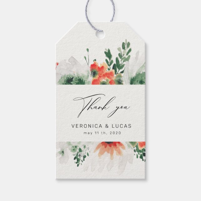 Sommerhitze Wildblumen Hochzeit Danke, dass ihr Ta Geschenkanhänger (Vorderseite)