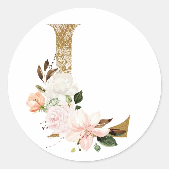 Sommerhochzeit im Frühjahr MONOGRAM L Runder Aufkleber (Vorderseite)