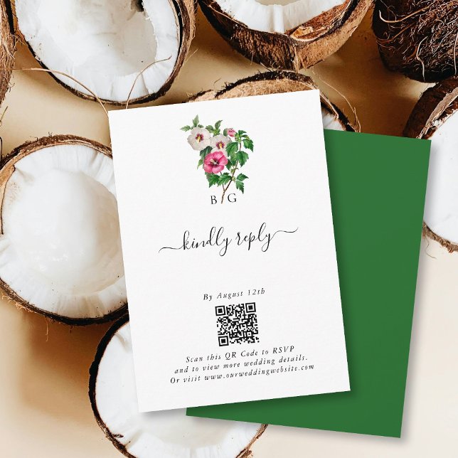 Sommerhochzeit im tropischen Hibiskus Begleitkarte (Watercolor Tropical Hibiscus Summer Wedding Enclosure Card)