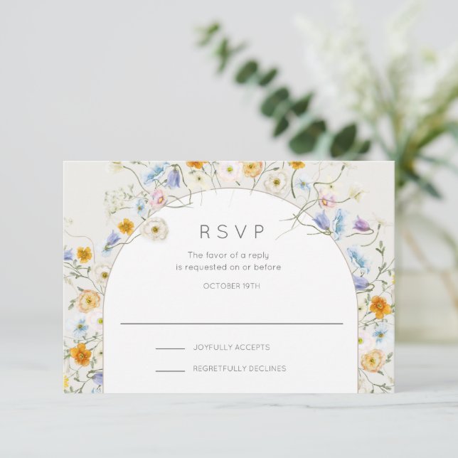 Sommerhochzeit im Wildblume Garden RSVP Karte (Stehend Vorderseite)