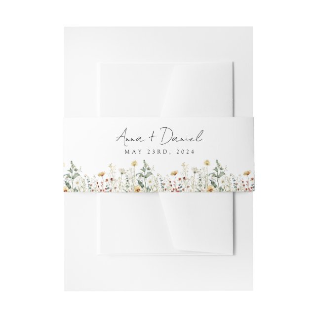 Sommerhochzeit in der Wildblume Einladungsbanderole (Vorderseite Beispiel)