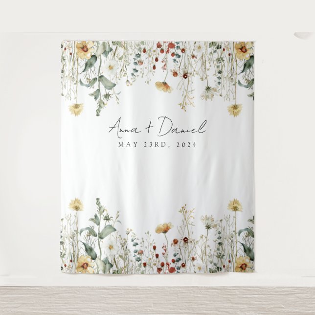 Sommerhochzeit in der Wildblume Wandteppich (Vorderseite)