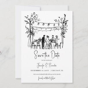 Sommerhochzeit Save the Date skizziert Einladung