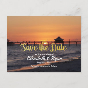 Sommerhochzeit, Save the Date, Strand, maßgeschnei Ankündigungspostkarte