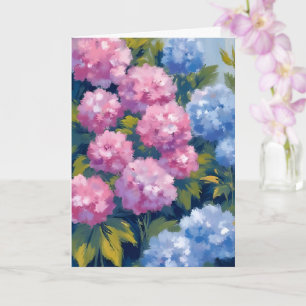 Sommerhortensien Rosa und blaue Küstenblumen Karte