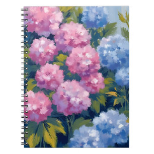 Sommerhortensien   Rosa und blaue Küstenblumen Notizblock