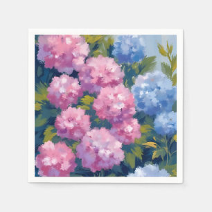Sommerhortensien Rosa und blaue Küstenblumen Serviette