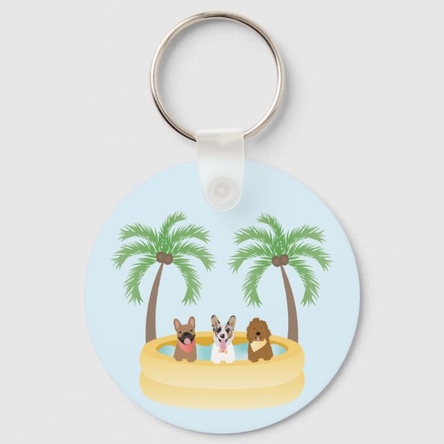 Sommerhunde Schwimmbad Schlüsselanhänger (Vorderseite)