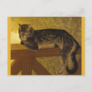 Sommerkatze auf Balustrade Vintage-Kunst Postkarte
