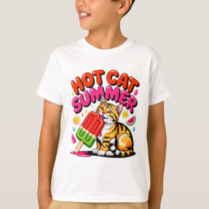 Sommerkatze Heißer Sommer - Lustiges Eis am Stiel T-Shirt