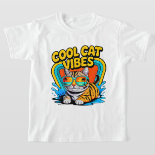 Sommerkatze Retro-Sonnenbrille Strand Vibes Katzen T-Shirt