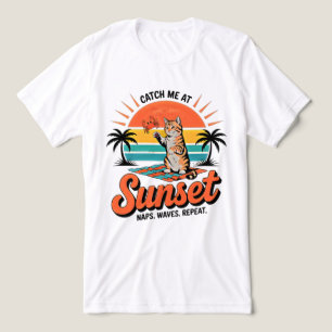 Sommerkatze Sonnenuntergang - Retro-Strand Tabby-K Tri-Blend Shirt