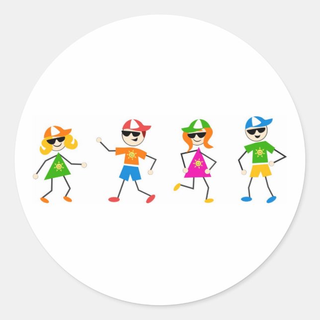 Sommerkinder Runder Aufkleber (Vorderseite)