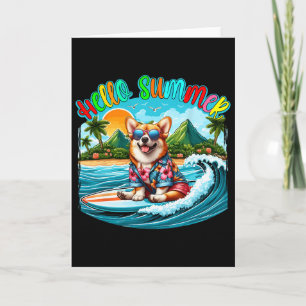 Sommerkostüm Corgi Sungles Surft auf dem Strand Su Karte
