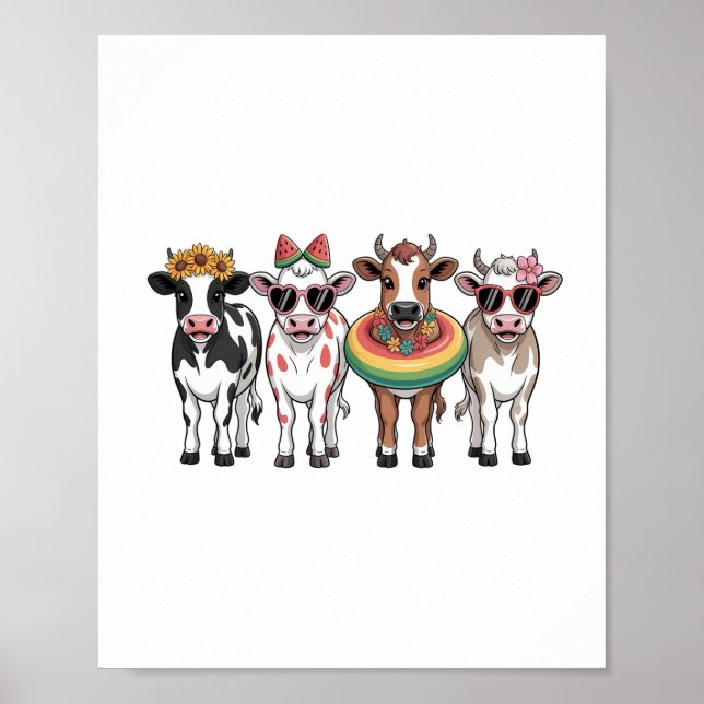 Sommerkühe, Beach Farm Poster (Vorne)