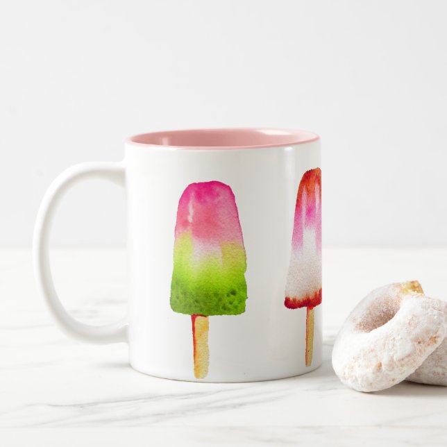 Sommerkunst Zweifarbige Tasse (Mit Donut)
