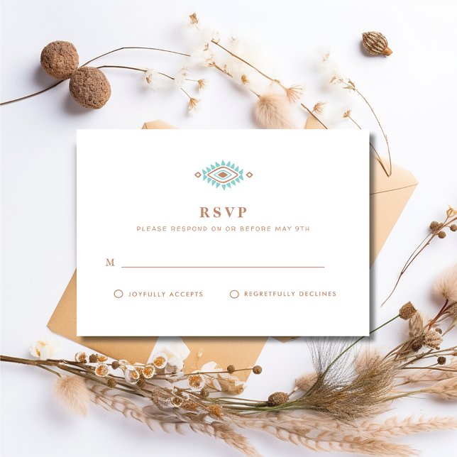 Sommerküste Südwesthochzeit RSVP Karte (Summer Desert Southwestern Wedding RSVP card)